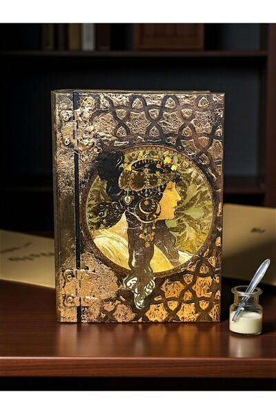 WOOD CARVING HUB El Yapımı Kitap Görünümlü Dekoratif Ahşap Kutu - Vintage Tak...