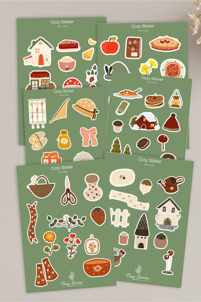 tinystoriestr مجموعة ملصقات ذات طابع مريح - 6 قطع / مفكرة، دفتر ملاحظات، مجلة...