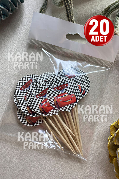 karanca parti süs Kırmızı Araba Temalı 20 Adet Kürdan Doğum Günü Pasta ve İkr...