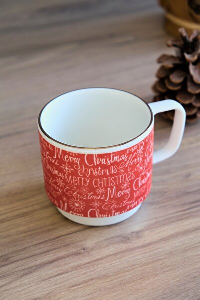 tabakevi Tabak Evi Porcelain Christmas Stacked Mug Gold Gilded 250Cc