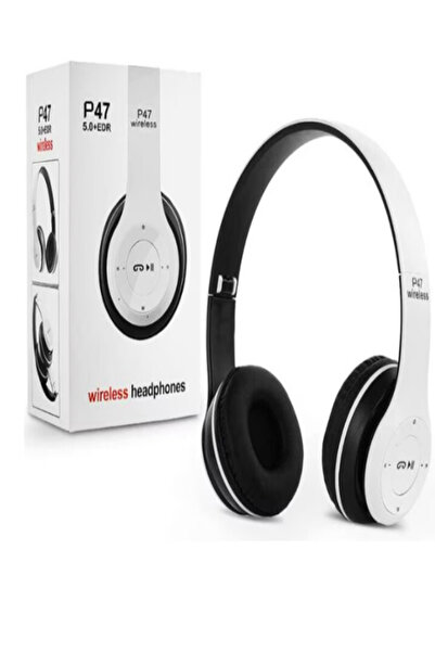 OEM Căști pliabile wireless R47, Bluetooth 5.1, slot SD/MP3, autonomie 15h, alb-negru