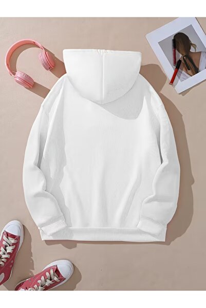 LAYORA Cartoon Cats Printed Kangaroo Pocket Hooded Sweatshirt,