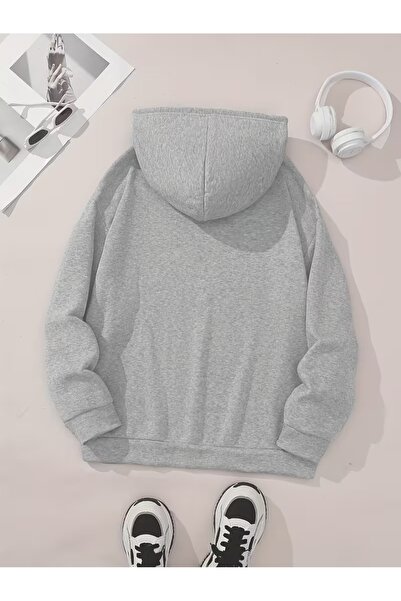 LAYORA Cartoon Cats Printed Kangaroo Pocket Hooded Sweatshirt,