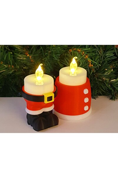 HyperDesign 2’li Noel Baba Temalı LED Mum Seti – Yılbaşı Dekoratif Işıklı Mas...