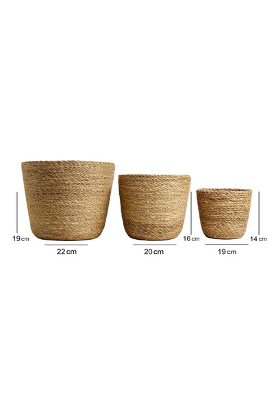 Mirilliahome Set of 3 Wicker Baskets |   Natural Jute Textured Multi-Purpose Decorative Basket