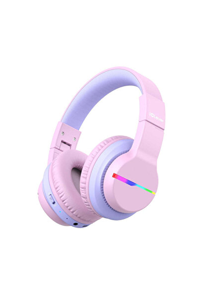 iClever BTH-12 Kids Wireless Headphones — LED Lights, Safe Volume 74/85 dBA, 85h Playtime, USB-C,