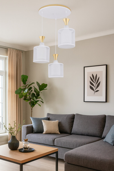 KÖSEOĞLU AYDINLATMA BEYAZ SİLİNDİR 3LÜ SARKIT AVİZE (9 W LED AMPUL HEDİYE )