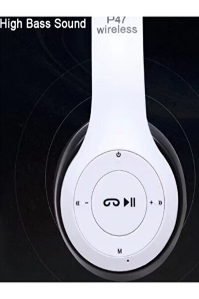 OEM Căști pliabile wireless R47, Bluetooth 5.1, slot SD/MP3, autonomie 15h, alb-negru