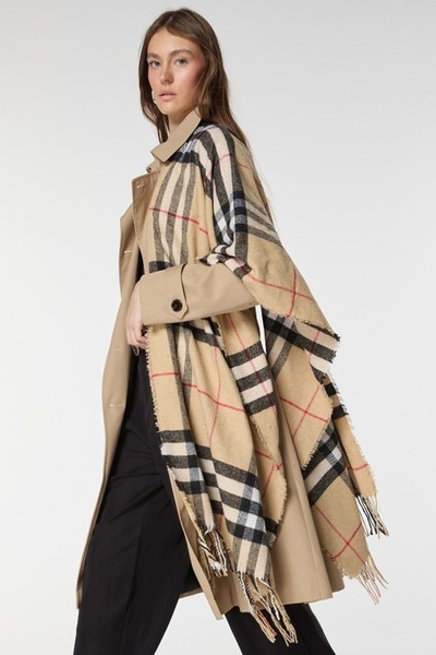 ibeeka Soft Textured Tasseled Plaid Pattern Saffron Thick Shoulder Shawl Scarf