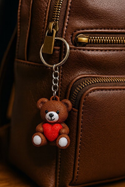 BESMYAR JEWELS 2 Piece Heart Teddy Bag Ornament - Lover Keychain - Christmas Ornament - Keychain
