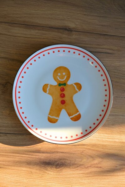 tabakevi Plate House Porcelain Cookie Man Cake Plate Gold Gilded 20,50cm