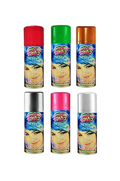PARTYFUN بخاخ ألوان للحفلات من بارتي فن، 6 قطع، متعدد الألوان، 125 مل