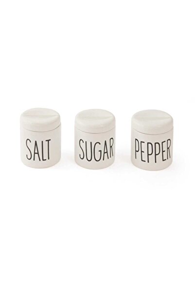 Home 3-Piece Porcelain Spice Jar Seasoning Set White Color