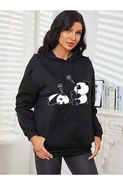 LAYORA سترة كارتون كاتس مطبوع كانجارو سيب بغطاء رأس،