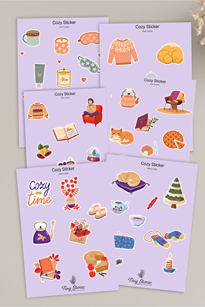 tinystoriestr مجموعة ملصقات ذات طابع مريح - 6 قطع / مفكرة، دفتر ملاحظات، مجلة...