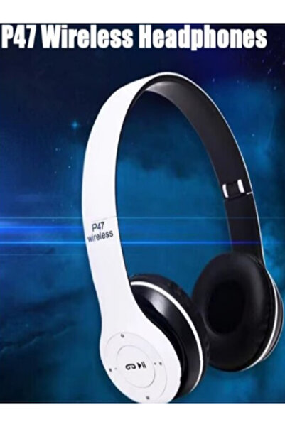 OEM Căști pliabile wireless R47, Bluetooth 5.1, slot SD/MP3, autonomie 15h, alb-negru