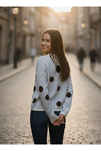 ikomteks Polka Dot Soft Women's Knit Sweater
