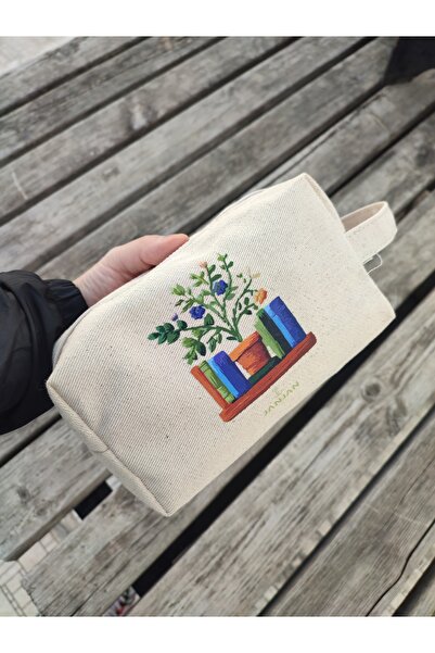 JANJAN Large Natural Makeup Bag, Organizer Bag, Organizer, Cosmetic Carrying Case,