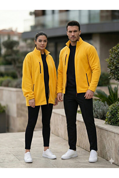 blck & premium Sarı Kalın Unisex Polar Ceket -Do454