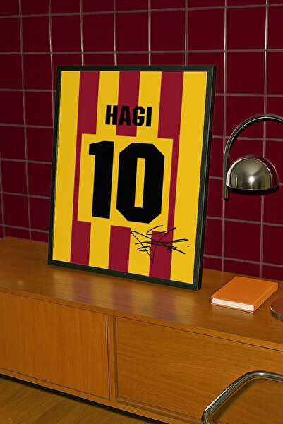 Base Concept Hagi 10 Numara Sarı Kırmızı Çubuklu Forma Tablo Poster (Çerçeveli)