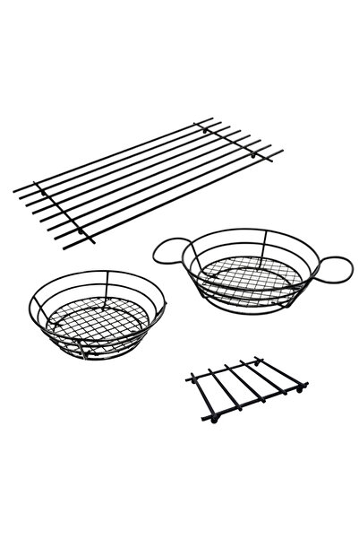 TEKMARKED 4-Piece Metal Presentation and Ni̇hale Set – Large Ni̇hale, Presentation Plate with Sauce Bowl, Bread-And-Food Basket, Small Ni̇hale