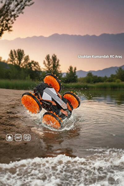Globemart AMFİBİK 4x4 AKROBAT UZAKTAN KUMANDALI ARABA - SUDA VE KARADA GİDEN STUNT RC OYUNCAK TURUNCU ARAÇ