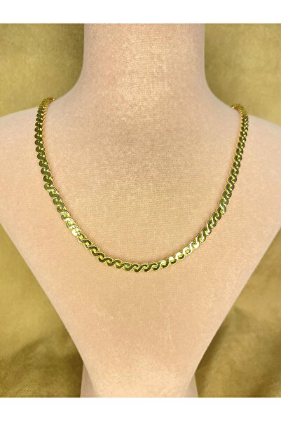 Merkü Jewellery Pullu Gold Renk Çelik Zincir Kolye
