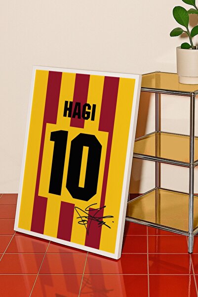 Base Concept Hagi 10 Numara Sarı Kırmızı Çubuklu Forma Tablo Poster (Çerçeveli)