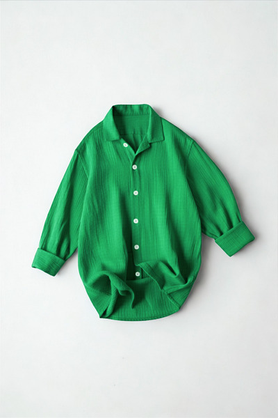 A&O Style Men's Oversized Muslin Long Sleeve Linen Shirt