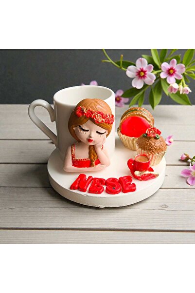 e&e süs dükkanı Kurabiye figürlü isme özel kahve fincanı modeli