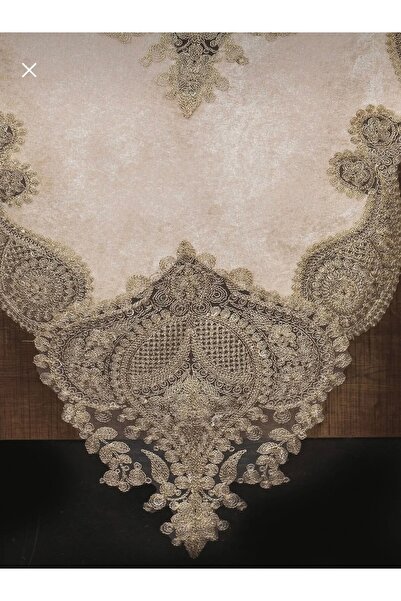 Madamca Tina Cappuccino Velvet French Lace 5-Piece Living Room Set Tablecloth Runner Set