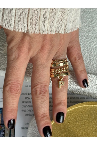 Rossetto Atelier خاتم SPOTY بحرف P قابل للتعديل متعدد الأشكال ذهبي اللون