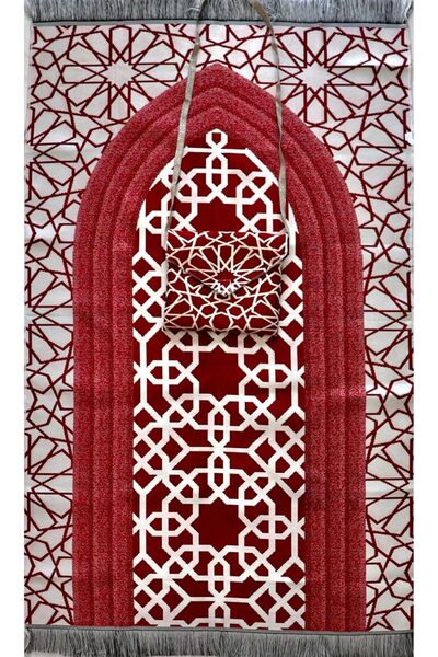 Generic Mini Pocket Portable Travel Prayer Mat with Bag and Strip - Foldable Sajadah (Maron)