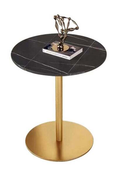 Generic Yadel side table faux marble and metal, gold and black - 35×55 cm