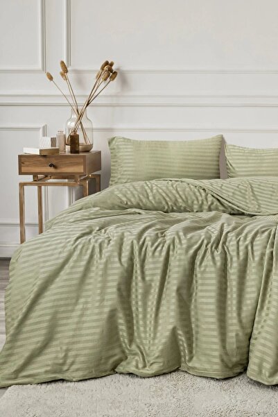 FAMİLYA COLLECTİON 5-Star Luxury Hotel Type Battal Striped Satin Duvet Cover ...