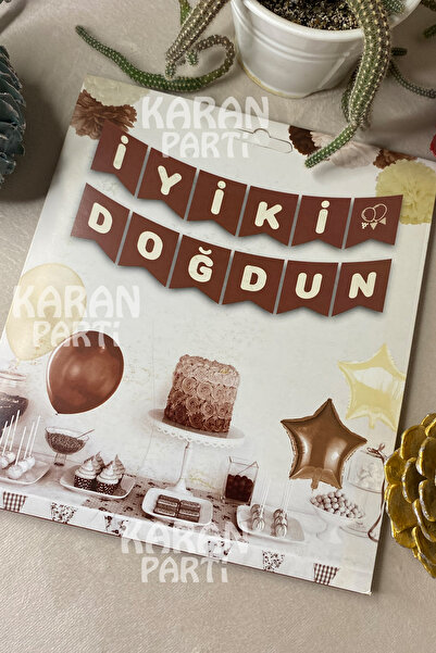 karanca parti süs لافتة عيد ميلاد بتصميم بني مع علم وراية لتزيين الغرفة أو ال...