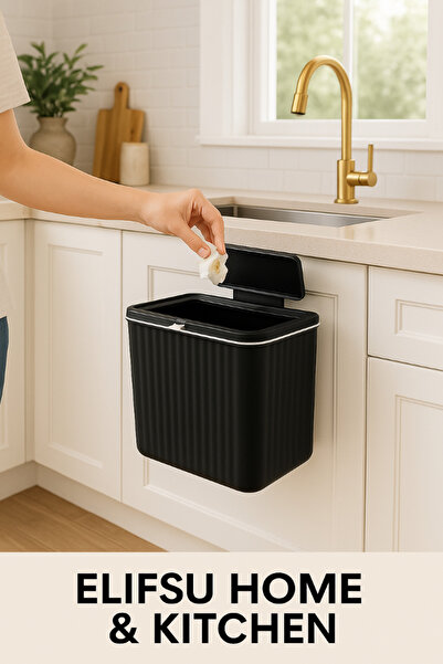 ELİFSU HOME 15 L Kitchen Countertop and Cabinet Hanging Trash Can