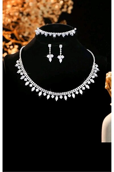 shopidik Queen of Sparkle: Dazzling Tear/Drop Gemstone Jewelry Set (3-Piece)