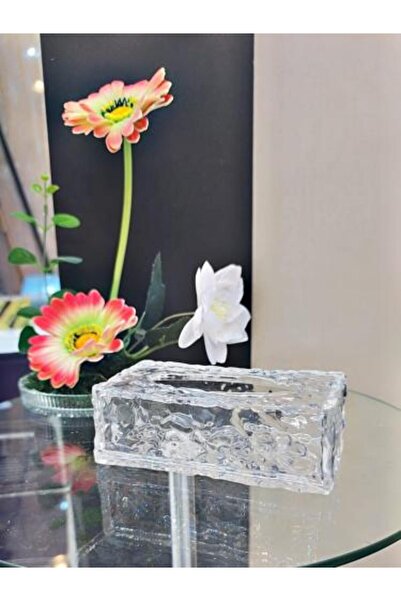 South house علبة مناديل أكريليك فاخرة بتصميم زجاجي متموج مقاس 15*5 سم