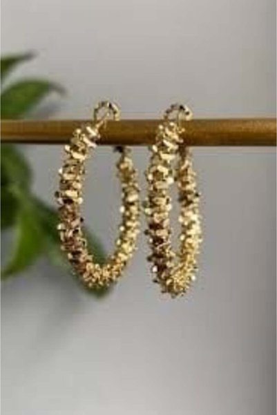 thesecret desire Minimal Gold Textured Hoop Earrings – Sparkling Stylish and Elegant Women's Earrings
