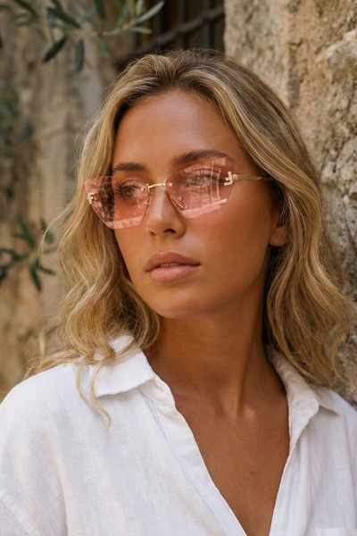 Kapin Solvix Cateye Çerçevesiz Tasarım Kadın Güneş Gözlüğü - Pembe