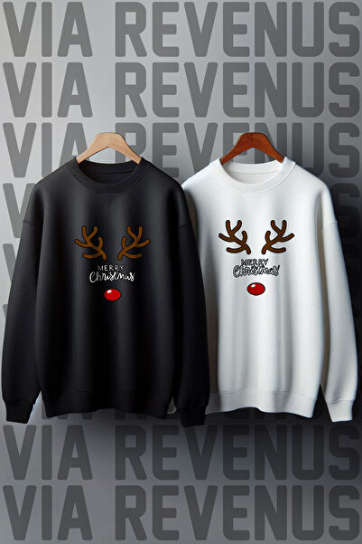 Vordevia Crăciun Fericit Deer Anul Nou Crăciun cu imprimeu Hanorac cu gât rot...