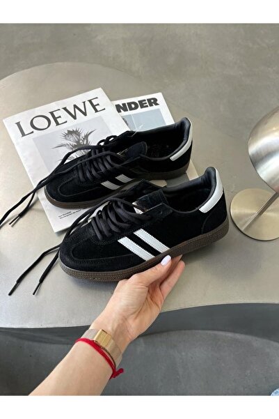 Nuzabi Spezz Imported Handball Black and White Suede Sneakers