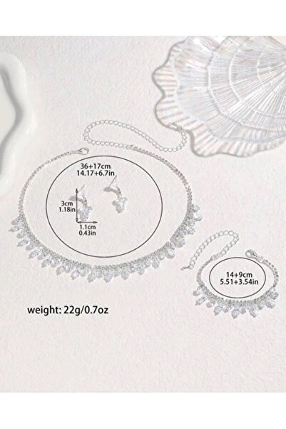 shopidik Queen of Sparkle: Dazzling Tear/Drop Gemstone Jewelry Set (3-Piece)