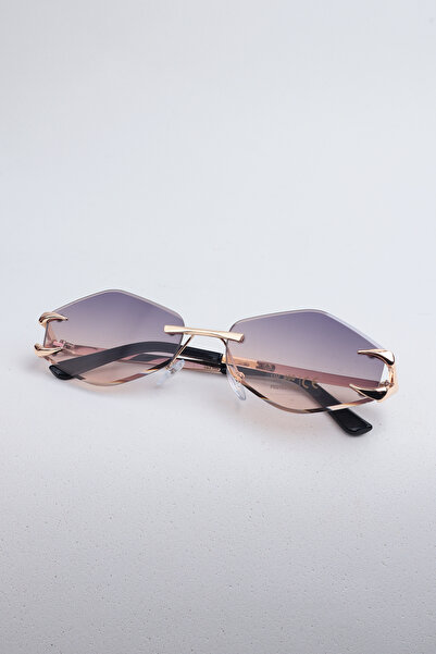 Kapin Auroven Çerçevesiz Pençe Detaylı Metal Tasarım Kadın Güneş Gözlüğü - Somon