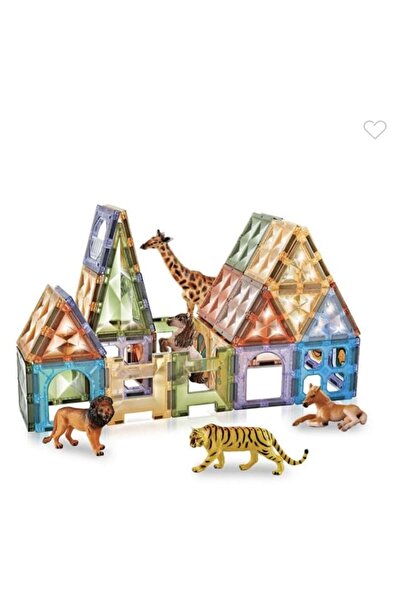 CUBBİCO Colorful Magnetic Construction Set - Zoo Garden, 77 Pieces, Multifunctional, 3+ years