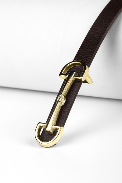 marisha حزام نسائي بني داكن مع إبزيم ذهبي مميز، حزام للبنطلون، حزام للقميص، ح...