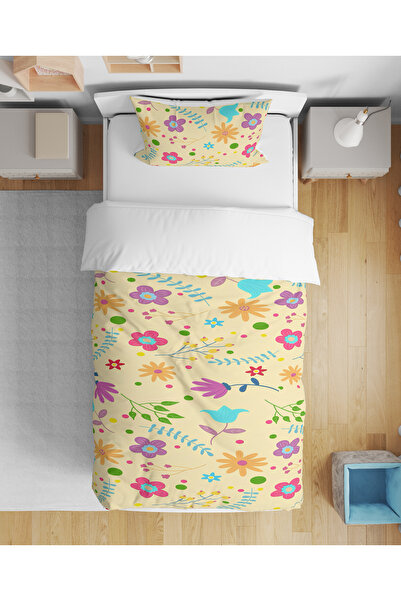 Home Flower Patterned 3D Digital Printed Single Size Sheetless Duvet Cover Se...