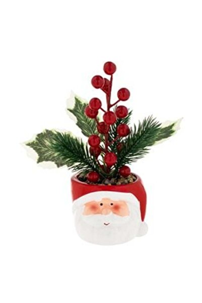 Craciun Decorative Ceramic Pot Santa Mistletoe Pine Sprig 9x20cm