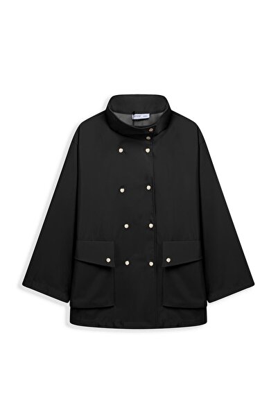 praye Buttoned Oversized Jacket Syah